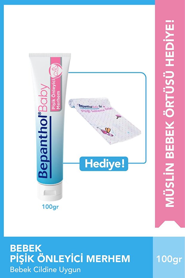Bepanthol Pişik Önleyici Bebek Merhem 100 gr Provitamin B5 Müslin Örtü Hediyeli
