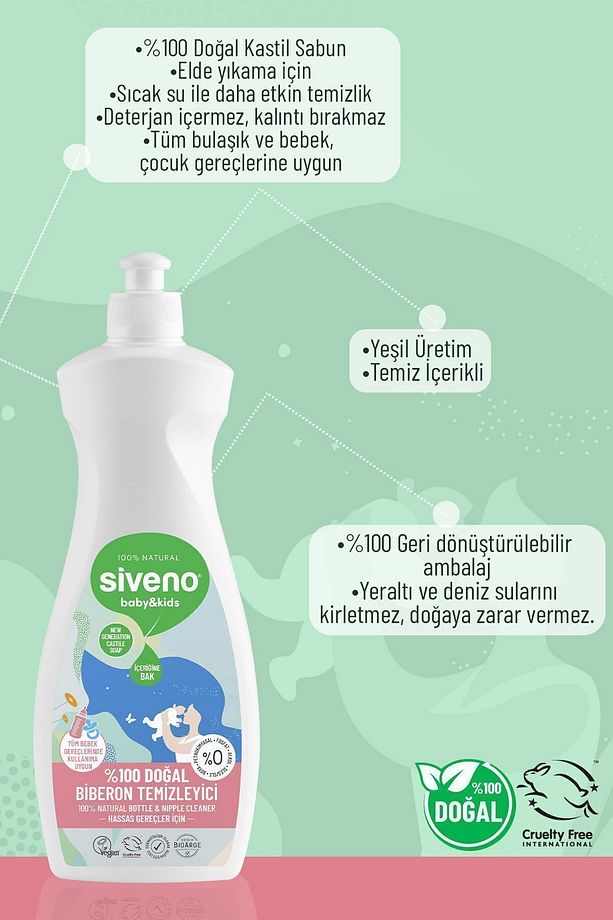 %100 Doğal Emzik Ve Biberon Temizleyicisi Bitkisel Elde Bulaşık Sabunu Nemlendirici Vegan 500 ml - 7