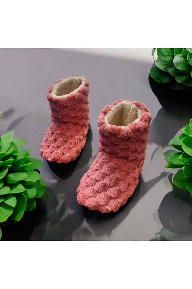 Ortopedik Yumuşacık Kışlık Peluş Hafif Taban Ev botu,Pandufu - 6