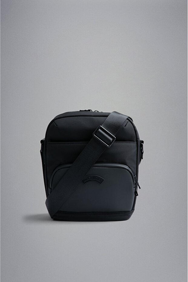 Men's Logo Detailed Zippered Daily Use Black Shoulder Bag24418101-011