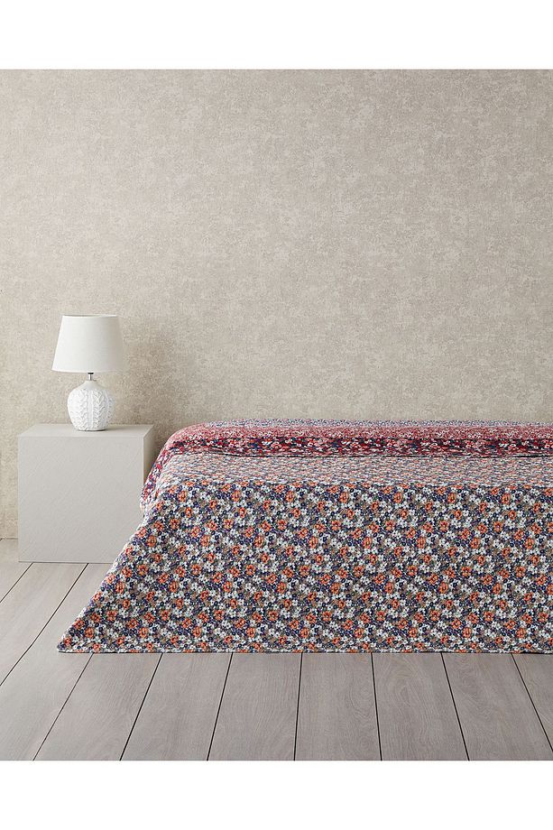 Fanciful Patchwork Tek Kişilik Çok Amaçlı Örtü Bordo - 2
