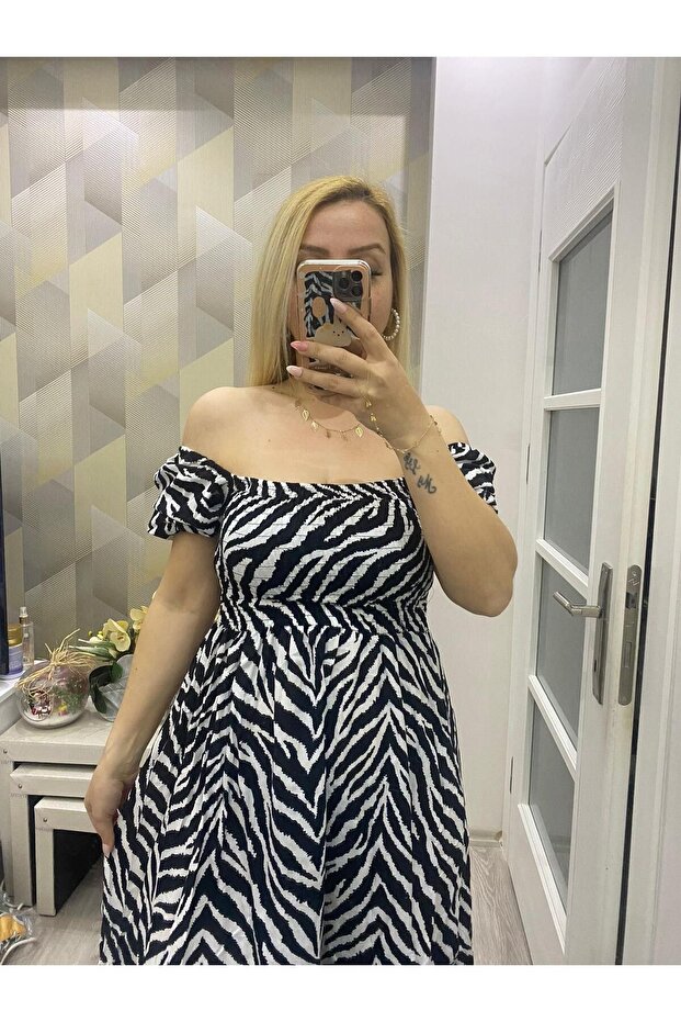 Dokuma Lastikli Elbise Zebra - 2
