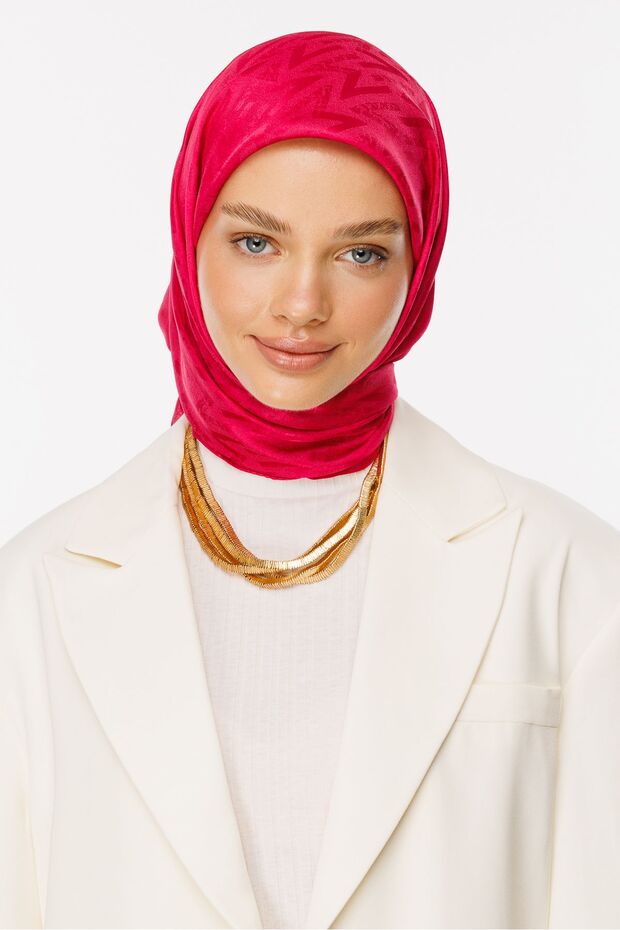 Fuchsia Nova Pattern Luxury Jacquard Scarf - 7