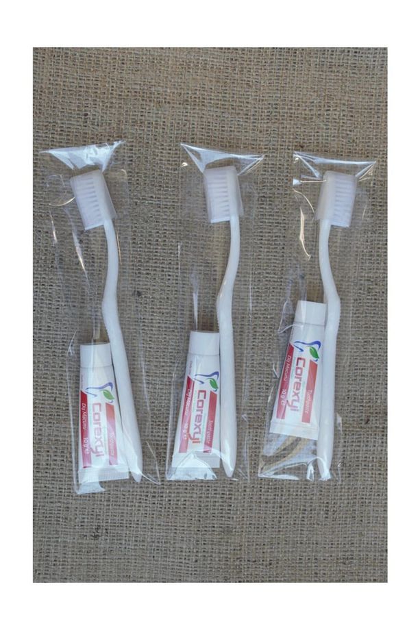 25 Adet Kapaklı Diş Fırçası Seti Otel Tipi Diş Fırçası Ve 10 gr Diş Macunu 2'li Paket - 2