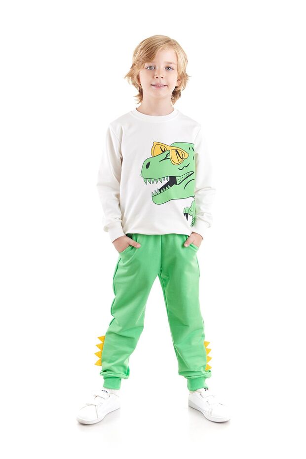 Boy's Dinosaur Printed Sweatshirt and Sweatpants Set 2 Pcs Ak2531