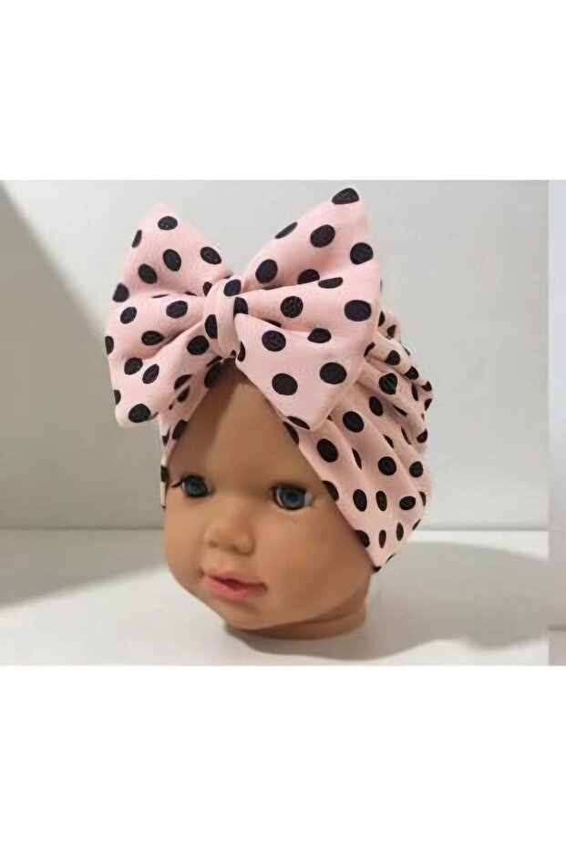 Polka Dot Patterned Bow Baby Bonnet Bandana