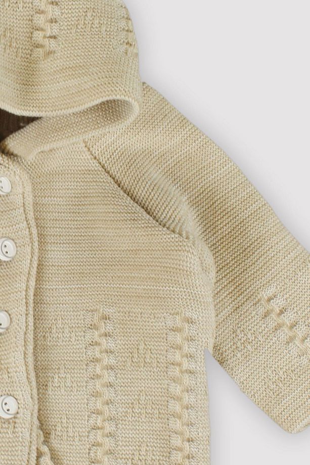 Bebek 5 Ekle 4 Öde Yenidogan Hediyelik Triko Yün Örgü Kapüsonlu Hirka Çift Kat Ponponlu Retro 1028 - 3