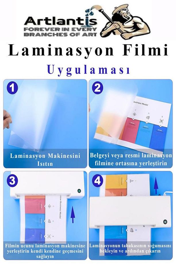 Laminasyon Filmi Parlak A3 10 lu 1 Paket 125 Mikron Laminasyon Kaplama Pvc Kaplama Poşeti 10 Adet - 4