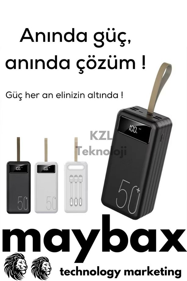 50.000 Mah Led Aydınlatmalı Taşıma Askı Hızlı Şarj Powerbank 4xUsb Micro,Lıghtnıng,Type-C Giriş - 6