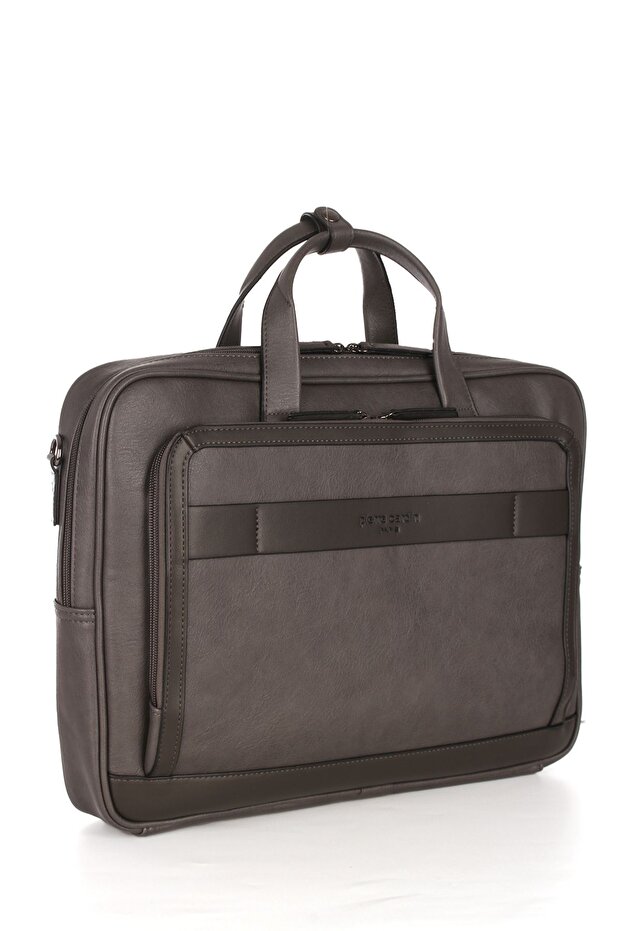 Pirre Cardin 01Pc00111 Vegan Briefcase Notebook Bag Water Resistant Grey