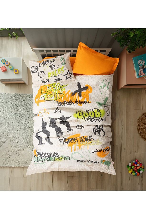 Genç Odası Tek Kişilik Complete Set Graffiti Oranj - 1