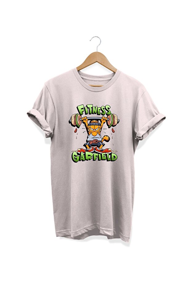 Garfield Gym Printed, 100% Cotton, Crew Neck, Oversize T-Shirt, Plus Size T-Shirt