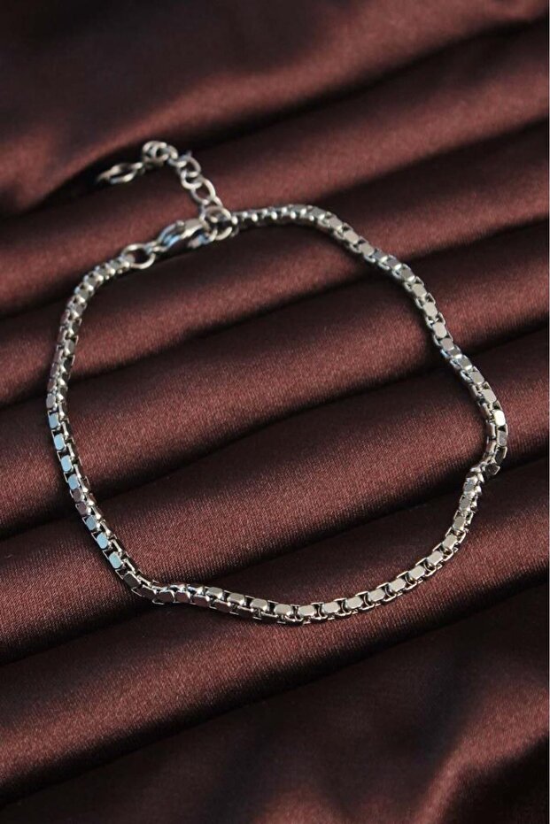 Silver Steel Link Chain Men's Bracelet for Casual Style