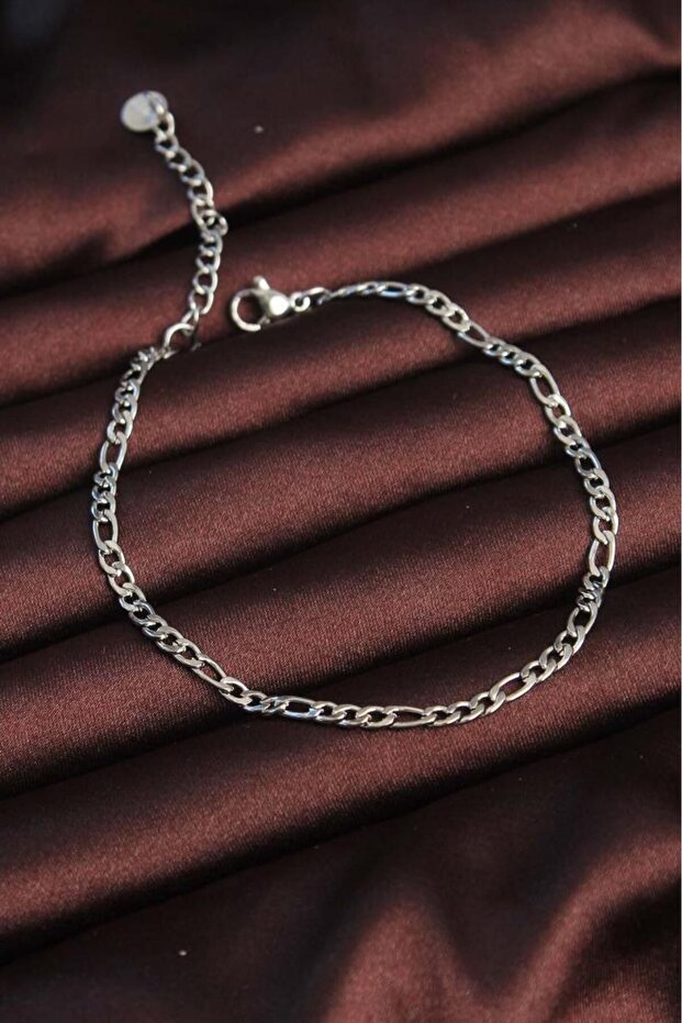 Silver Steel Bird's Eye Men's Chain Bracelet for Casual Style