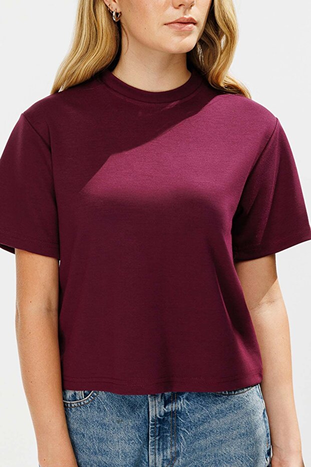 Pamuklu Basic Vişne Tshirt - 5