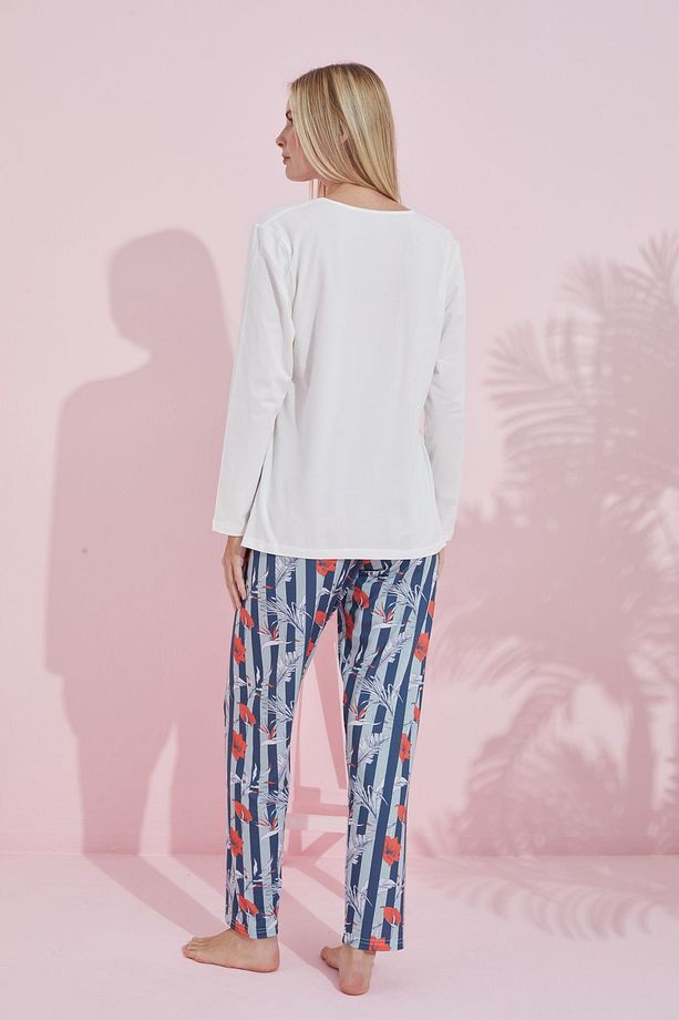 ekru çokrenkli Pamuklu Örme Pijama Takım 24240181 - 3