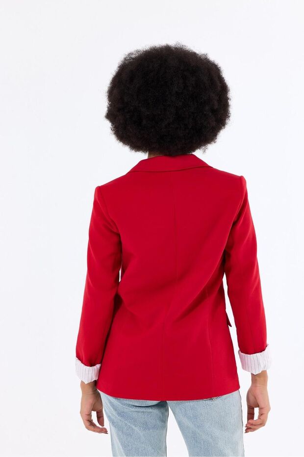 Women's Two-Button Striped Lined Blazer Jacket - 6
