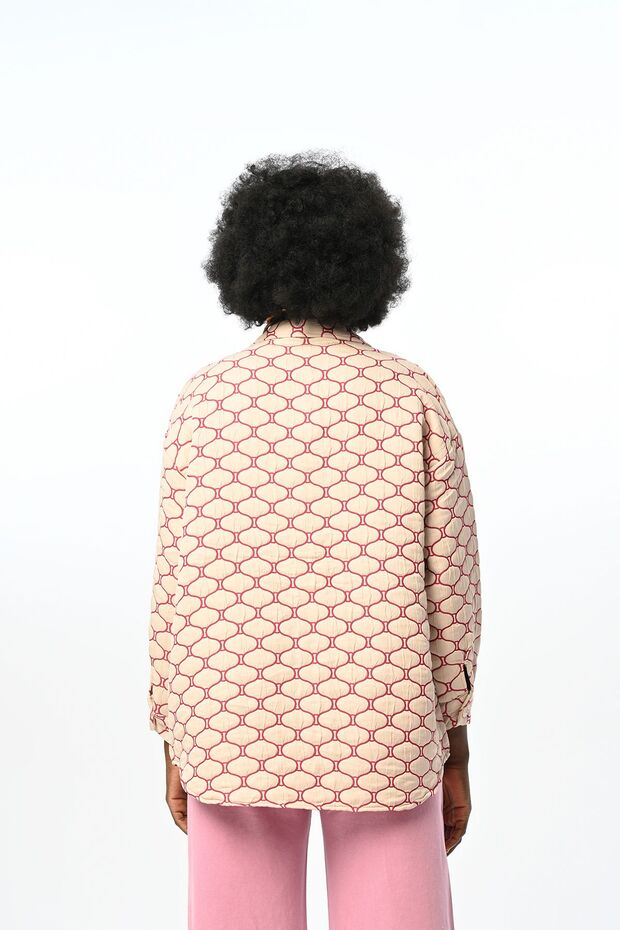 Double Pocket Oversize Model Patterned Jacket Shirt - 5