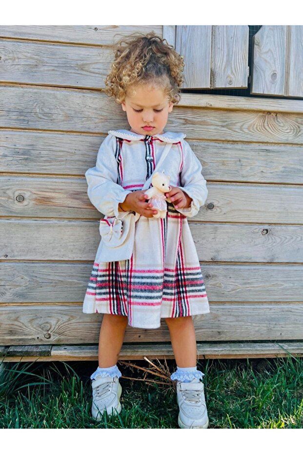 Bebe Yaka Ekose Elbise - 5