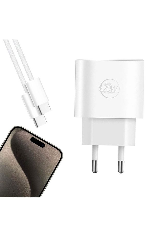 TÜM TYPE-C GİRİŞLİ UYUMLU 20 WATT TYPE-C ŞARJ BAŞLIK ADAPTÖRÜ + KABLO (APPLE 15 PRO-PROMAX UYUMLU) - 2