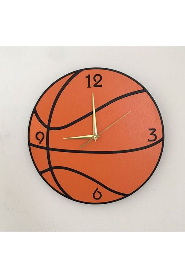 Mishe Tasarım Çocuk Odası Basketbol Topu Ahşap Duvar Saati - 1