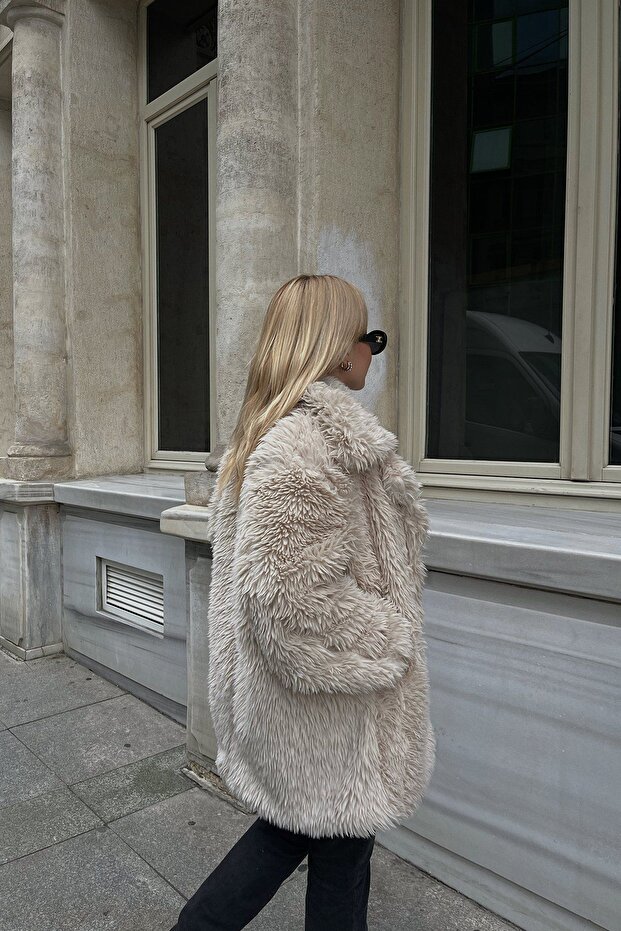 Krem Peluş Ceket Ate2830 - 2