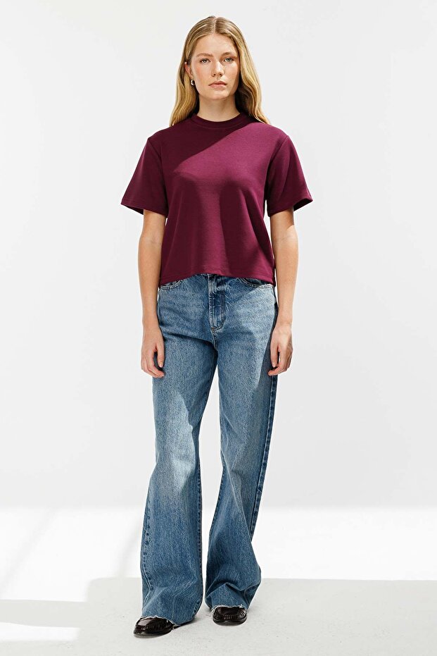 Pamuklu Basic Vişne Tshirt - 2