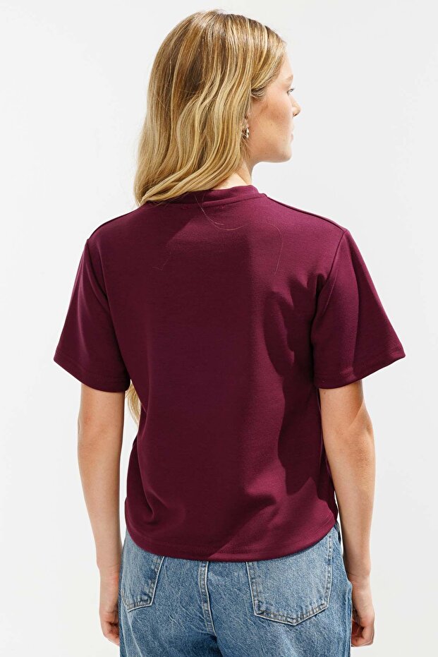 Pamuklu Basic Vişne Tshirt - 6