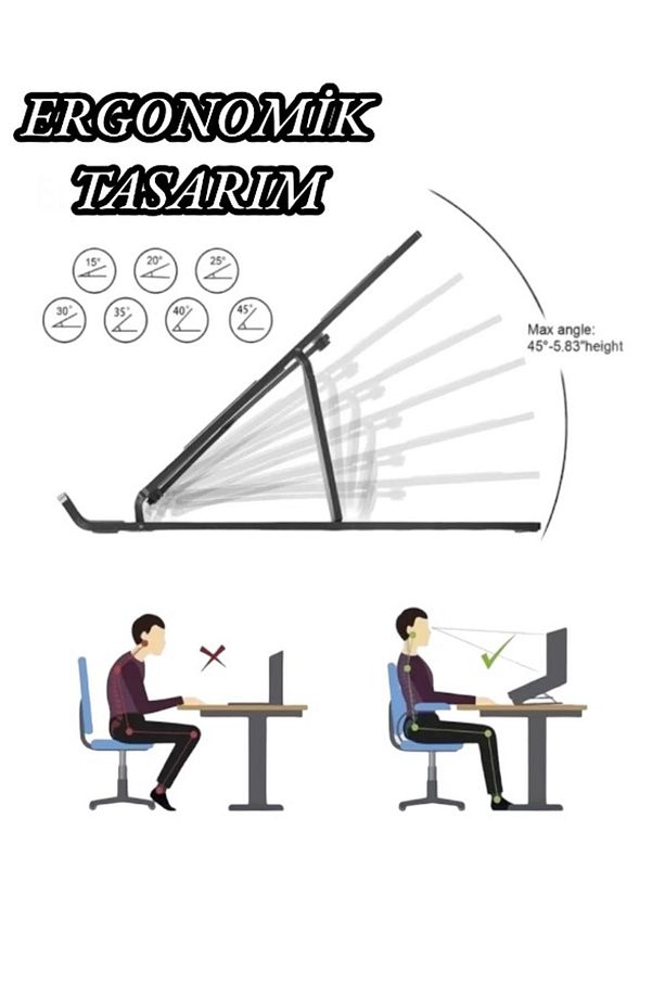 Çalışma Kolaylığı Sağlayan Ayarlanabilir Laptop Standı 7 Kademe - 4