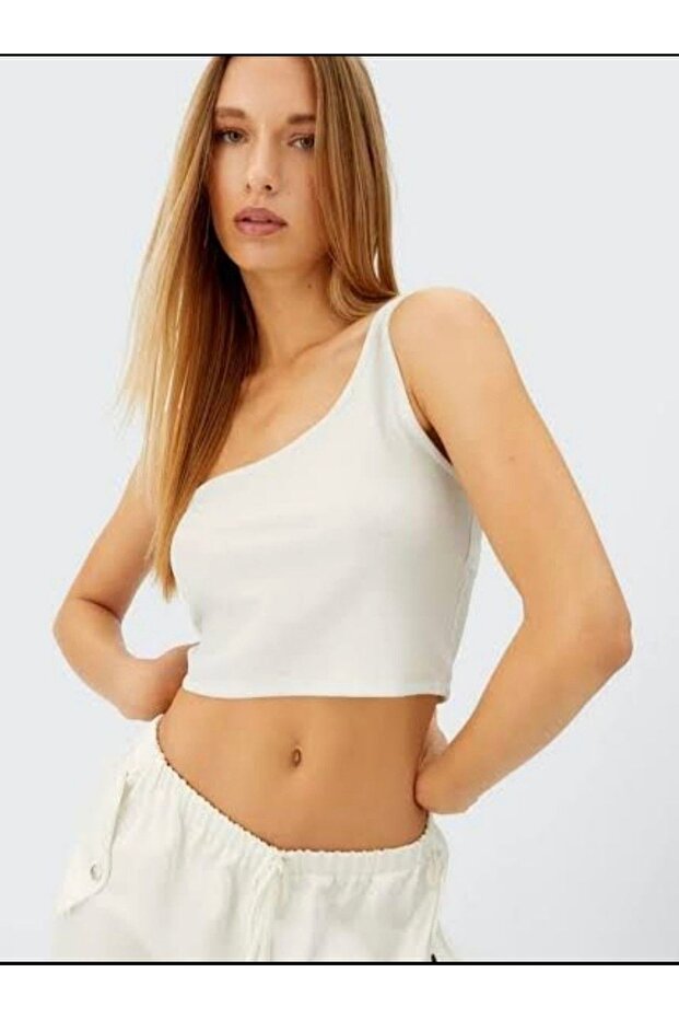 Allbucks Stradivarious - One Shoulder Glitter Crop Top Abstrd0002