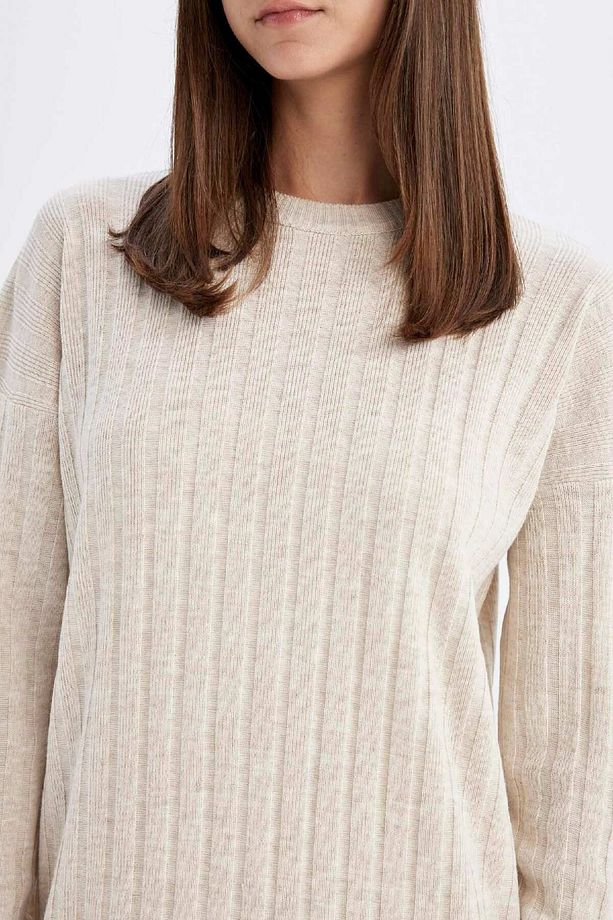 Regular Fit Yarım Balıkçı Yaka Basic Düz Uzun Kollu Triko Elbise W0986az24wn - 4