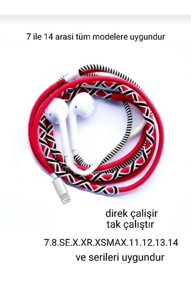 Örgülü Kulaklık Ios 7/8/SE/XS/XR/11/12/13/14/  Uyumlu DİREK ÇALIŞIR .TAK ÇALIŞTIR - 1