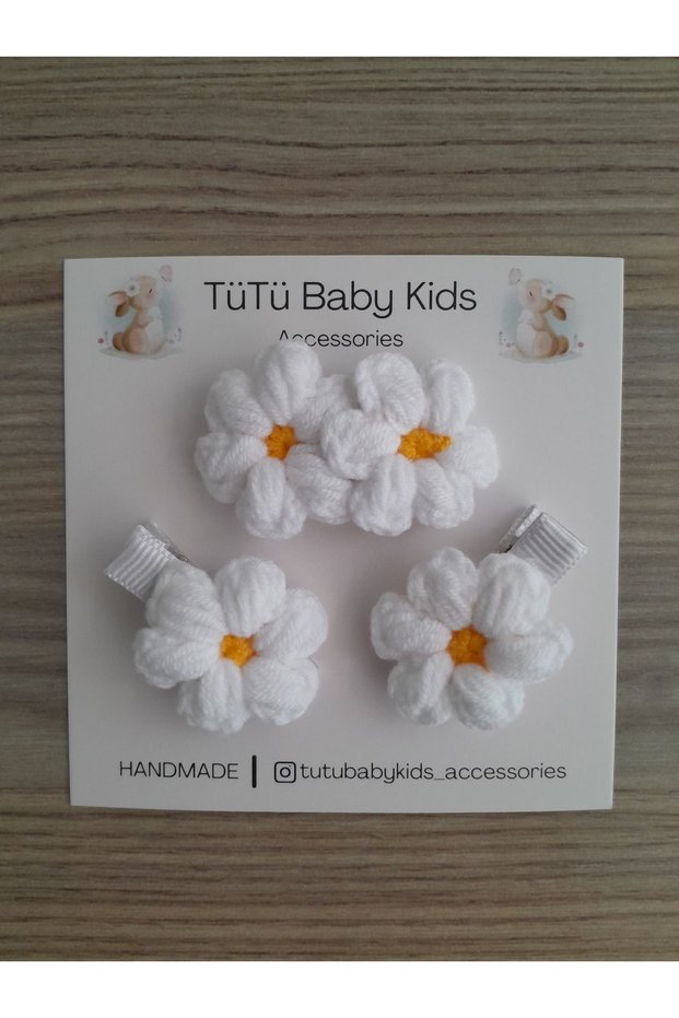 3-Piece Daisy Knitted Set, Hairless Baby Buckle, Baby & Girl & Child