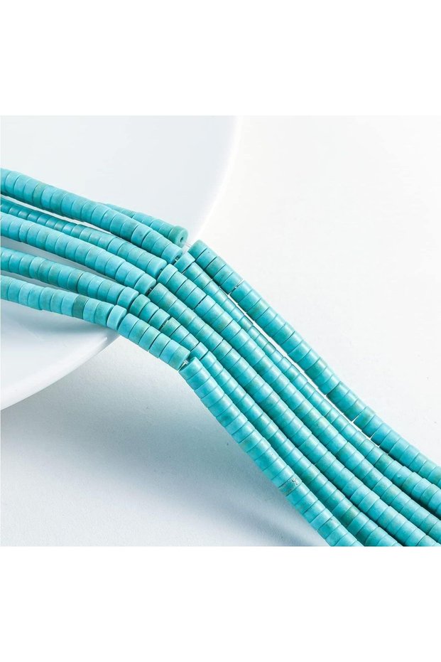 Turquoise Natural Stone - 4X4 mm Washer Cut, 1 String (150 Pieces)