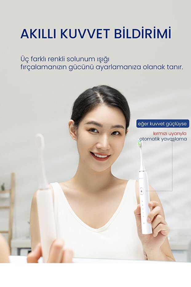 R101a Smart Sonik Şarjlı Diş Fırçası 180 Gün Şarj Süresi - Pembe - 7