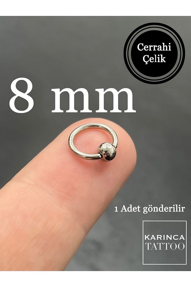 Tam Halka 8 Mm Tek Toplu Kulak Kıkırdak Forward Helix Meme Ucu Tragus Smiley Septum Nipple Piercing - 1