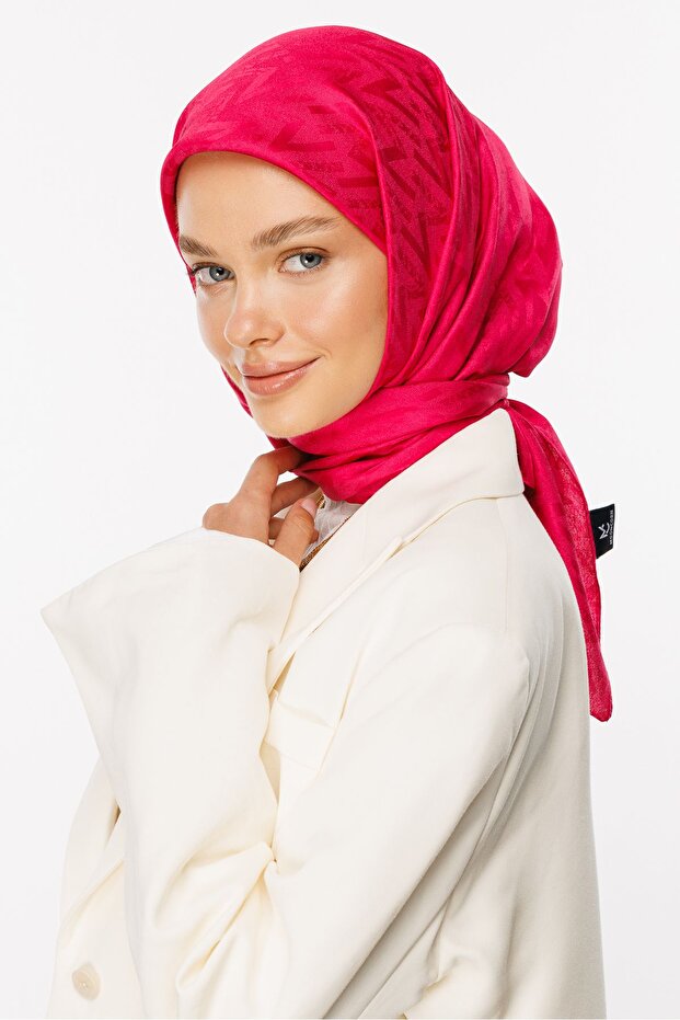 Fuchsia Nova Pattern Luxury Jacquard Scarf - 6