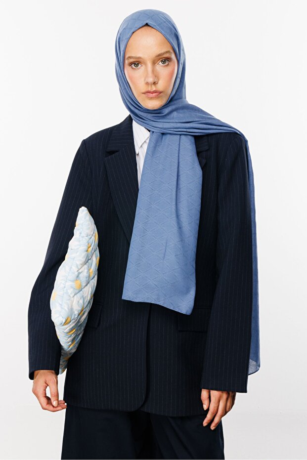 Gök Mavisi Bambu Jakar Şal - 3