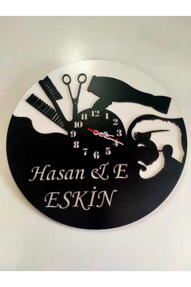 ERKEK BERBER(KUAFÖR) İÇİN DEKORATİF DUVAR SAATİ -2 - 2