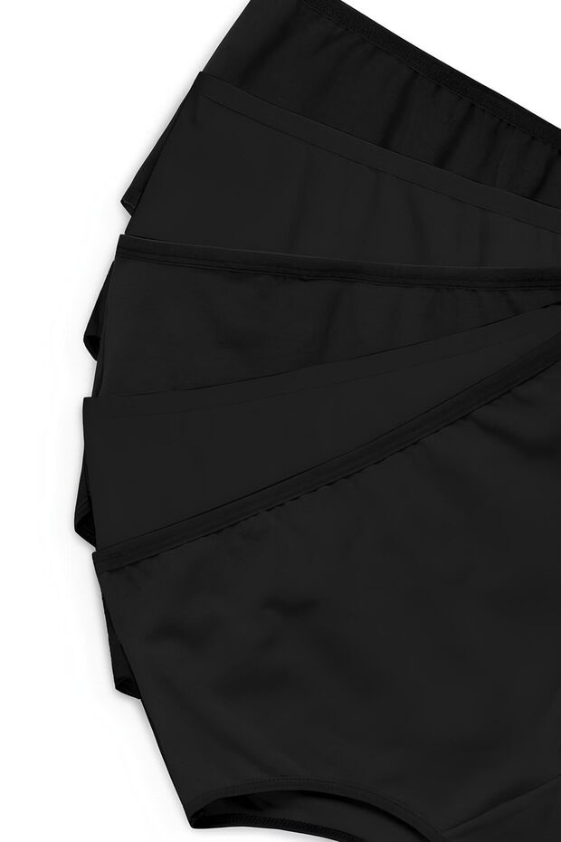 Magas derekú Lycra széles karimájú fekete alsónadrág nőknek - Oversize Plus Size, 5 csomag - 7