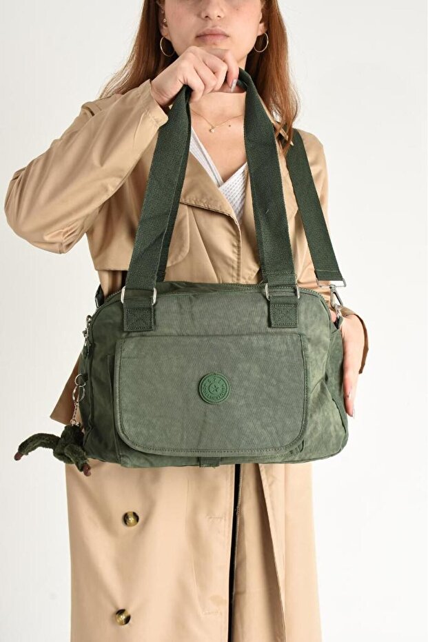 Klinkir Shoulder Bag Multi-Pocket Lightweight Fabric 30*25 cm Crossbody Messenger Bag Suitable for Daily Use