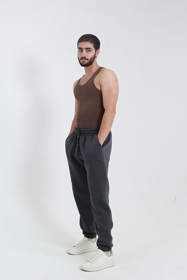 3 Thread Men's Sweatpants with Elasticated Cuffs Soft Cotton