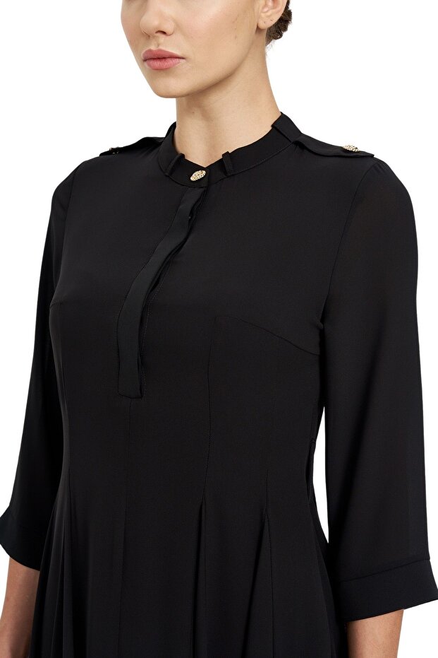 Hakim Yaka Şifon Elbise - 5