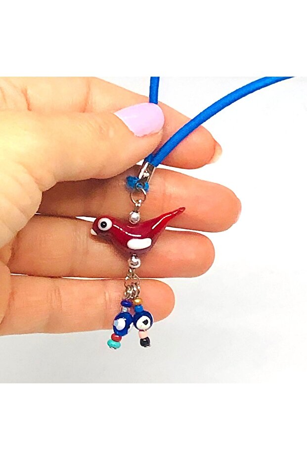 Red Bird Car Charm, Glass Accessory, Car Evil Eye Ornament
