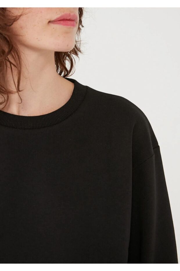 Bisiklet Yaka Siyah Basic Sweatshirt 1611770-944 - 5