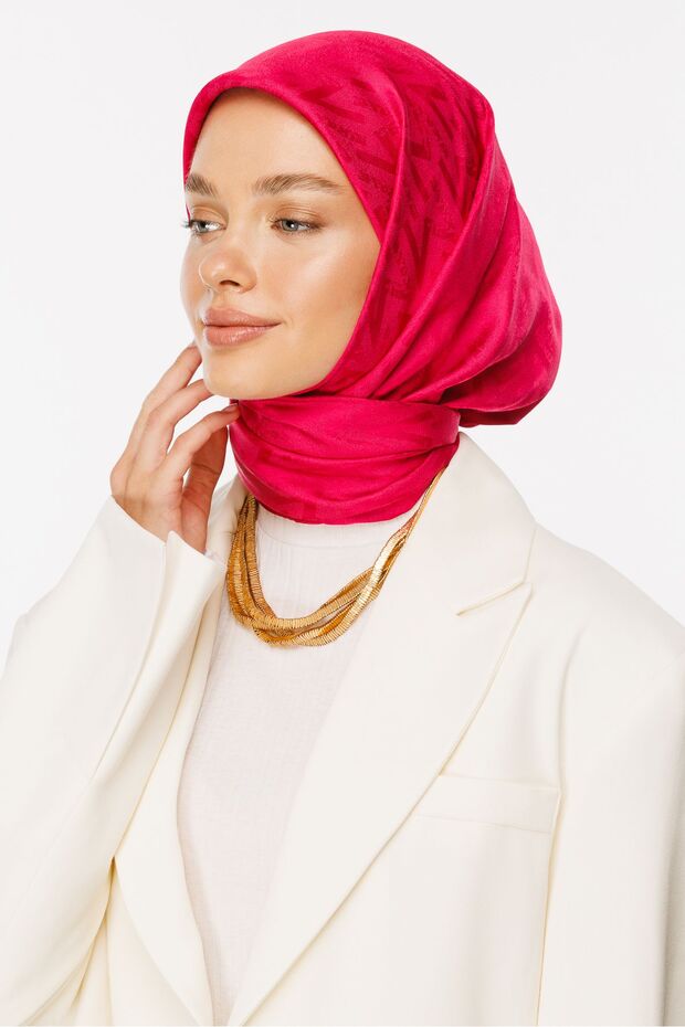 Fuchsia Nova Pattern Luxury Jacquard Scarf - 8