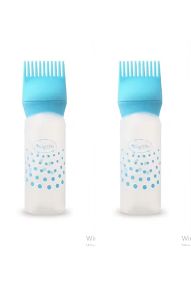2Pcs Blue Color Easy to Use Scalloped Hair Coloring and Hair Care Oil Application Applicator Bottle