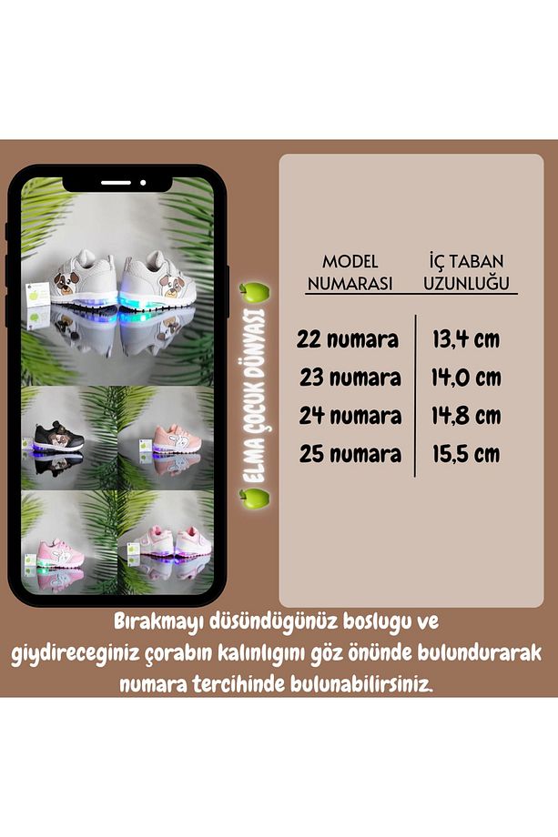 Anatomik Memory Foam İlkadım Hafif Rahat Ciltli Unisex Işıklı Bebe Çocuk Sneaker Spor Ayakkabı - 5