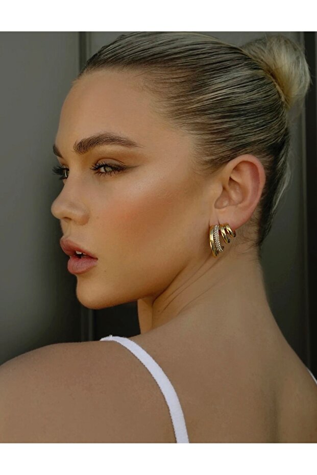 Steel Single Hole Multi Appearance Zircon Stone Hoop Earrings