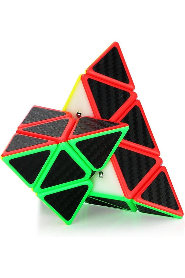 Qy Fiber Karbon Pyramid Pyraminx Küp Hızlı Rübik Zeka Sabır Küpü - 3